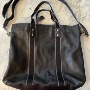 HERITAGE WEB LEATHER UTILITY TOTE COACH #F70560 SILVER/BLACK